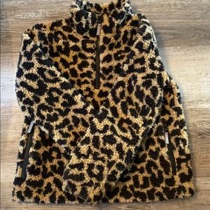 Leopard fleece pullover